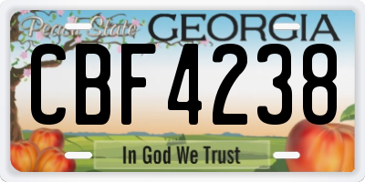 GA license plate CBF4238