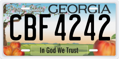GA license plate CBF4242
