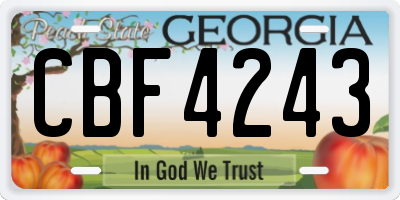 GA license plate CBF4243