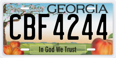 GA license plate CBF4244