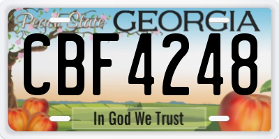 GA license plate CBF4248