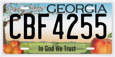 GA license plate CBF4255