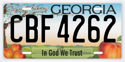 GA license plate CBF4262