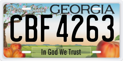 GA license plate CBF4263