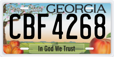 GA license plate CBF4268