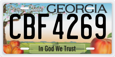 GA license plate CBF4269