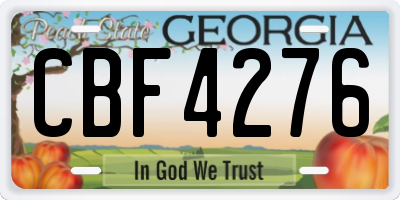 GA license plate CBF4276