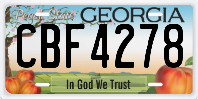 GA license plate CBF4278