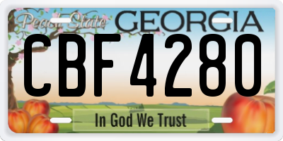 GA license plate CBF4280
