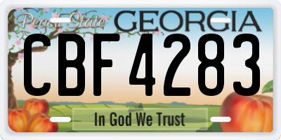 GA license plate CBF4283