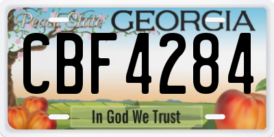 GA license plate CBF4284
