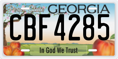 GA license plate CBF4285