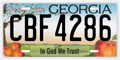 GA license plate CBF4286