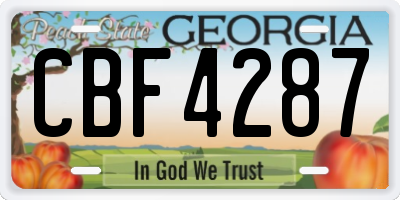 GA license plate CBF4287