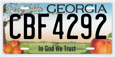 GA license plate CBF4292
