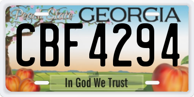 GA license plate CBF4294