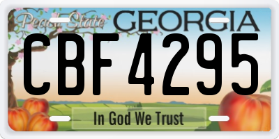 GA license plate CBF4295