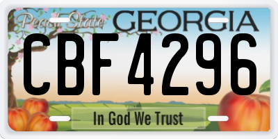 GA license plate CBF4296