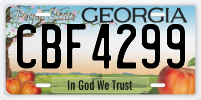 GA license plate CBF4299