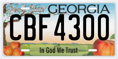 GA license plate CBF4300