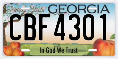 GA license plate CBF4301