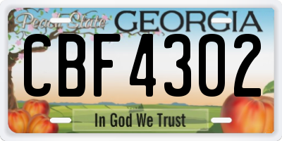 GA license plate CBF4302