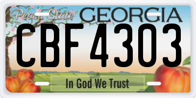 GA license plate CBF4303