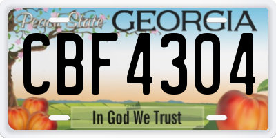 GA license plate CBF4304