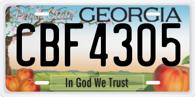 GA license plate CBF4305