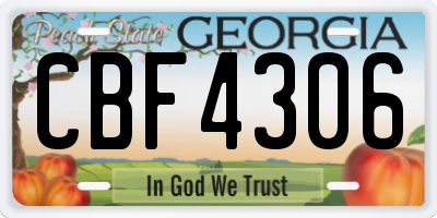 GA license plate CBF4306