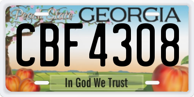GA license plate CBF4308