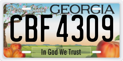 GA license plate CBF4309