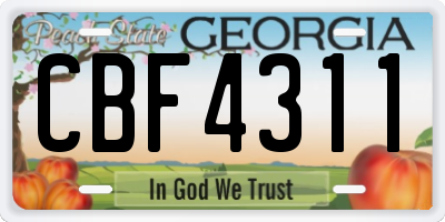 GA license plate CBF4311