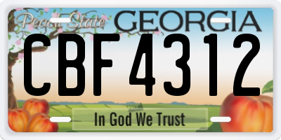 GA license plate CBF4312