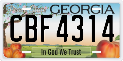 GA license plate CBF4314