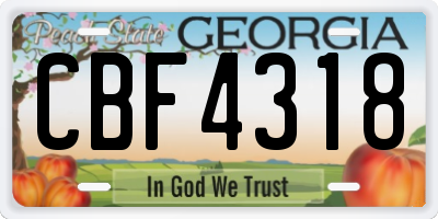 GA license plate CBF4318