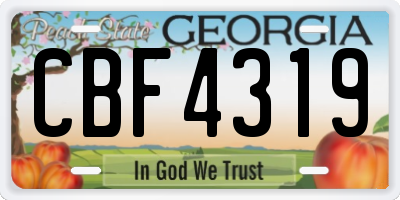 GA license plate CBF4319