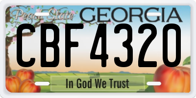 GA license plate CBF4320