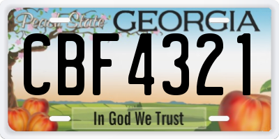 GA license plate CBF4321