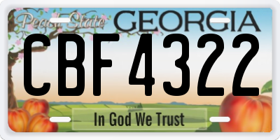 GA license plate CBF4322