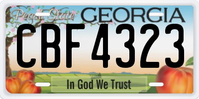 GA license plate CBF4323