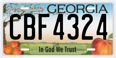 GA license plate CBF4324
