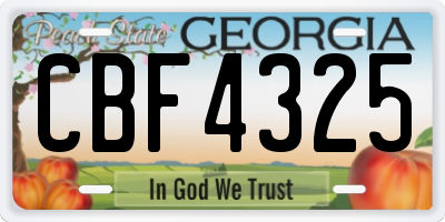 GA license plate CBF4325