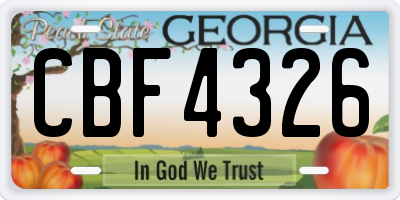 GA license plate CBF4326
