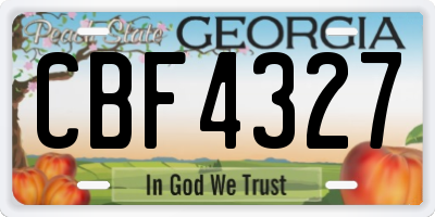 GA license plate CBF4327