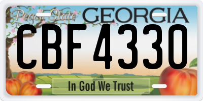 GA license plate CBF4330