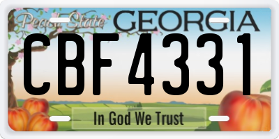GA license plate CBF4331