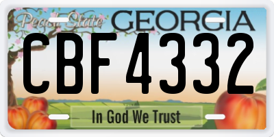 GA license plate CBF4332