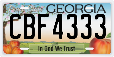 GA license plate CBF4333