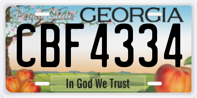GA license plate CBF4334